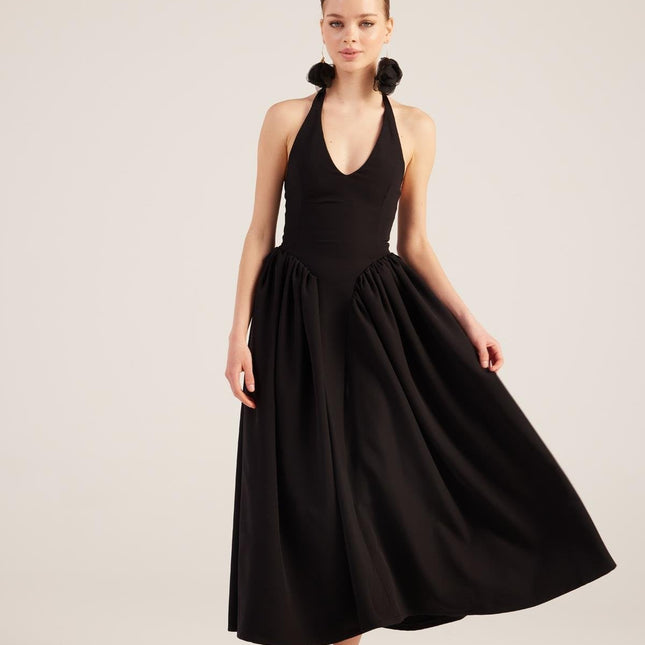 Ophelia Black Princess Style Maxi Dress-4