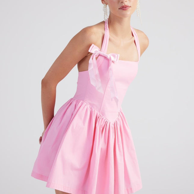 Teresa Pink Pleated Skirt Mini Dress-4