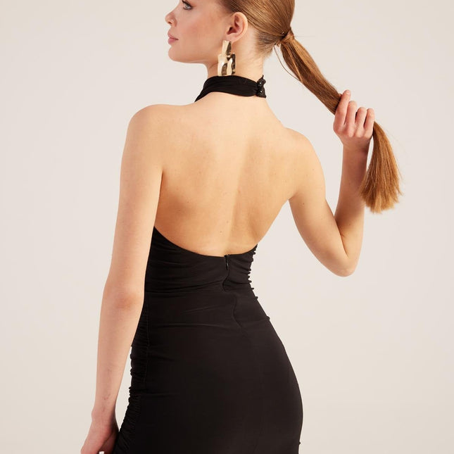 Rachel Black Halter Neck Mini Dress-1