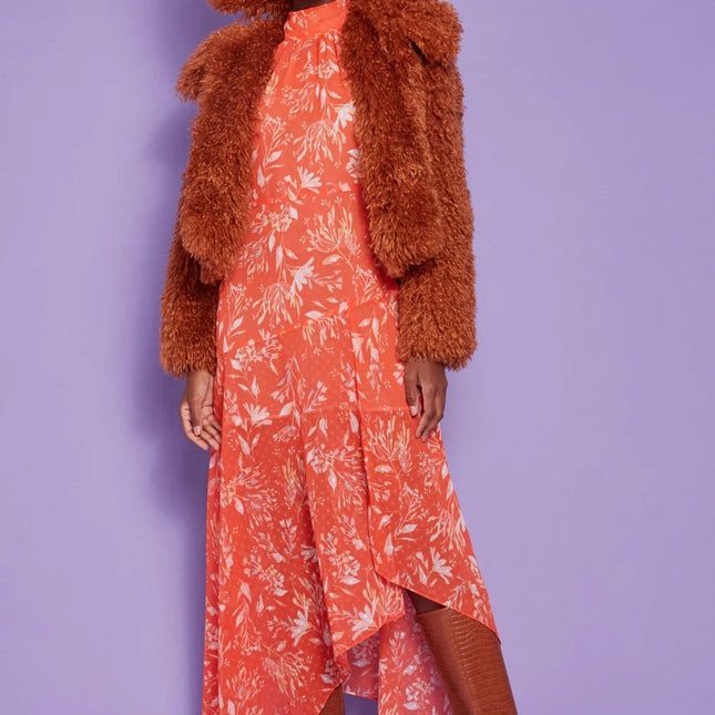 Chocolate Bamboo Lyocell Knitted Vegan Faux Shearling Jacket-1