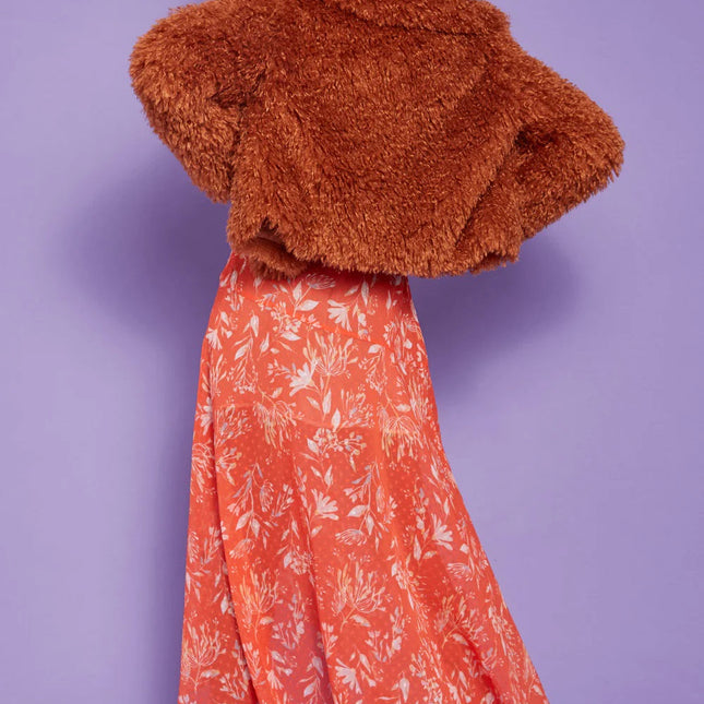 Chocolate Bamboo Lyocell Knitted Vegan Faux Shearling Jacket-3