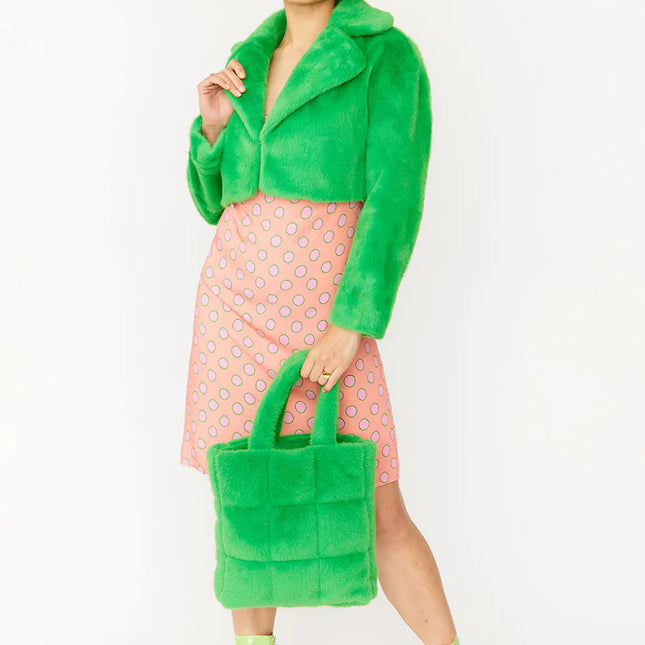 Green Faux Fur Bucket Hat-2