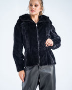 Black / S / Genuine Mink Fur