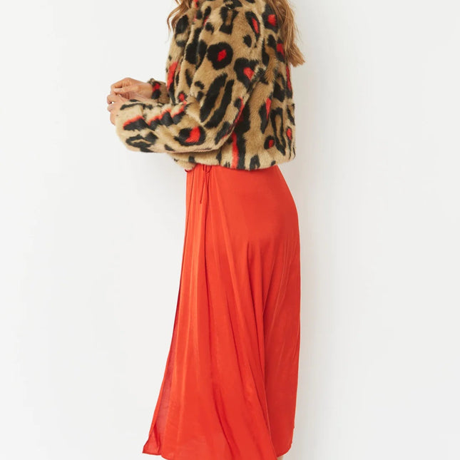 Red Faux Fur Cropped Jacket-3