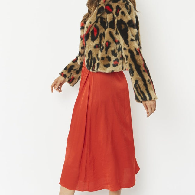 Red Faux Fur Cropped Jacket-4