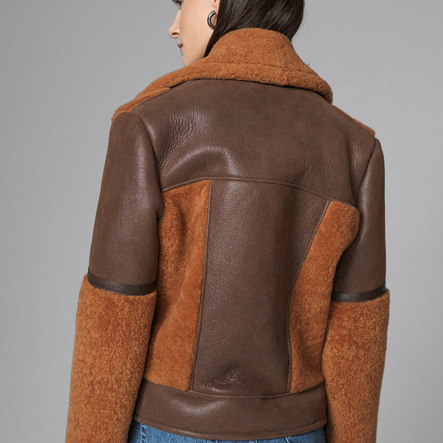 Cognac Shearling Leather Jacket-2
