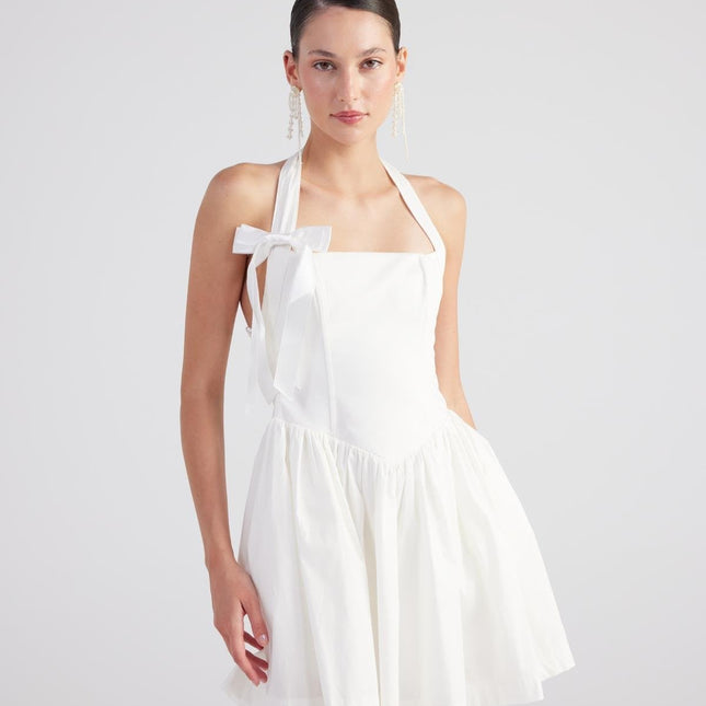 Teresa White Pleated Skirt Mini Dress-2