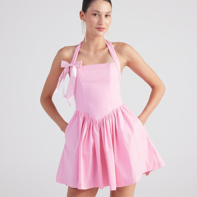 Teresa Pink Pleated Skirt Mini Dress-0
