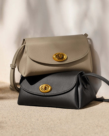 Baguette Twist Lock Leather Shoulder Bag-1
