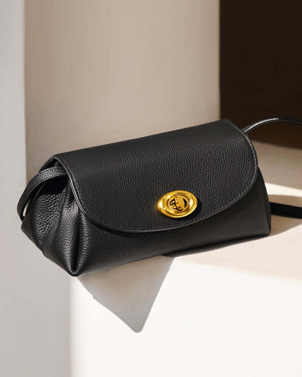 Baguette Twist Lock Leather Shoulder Bag-3