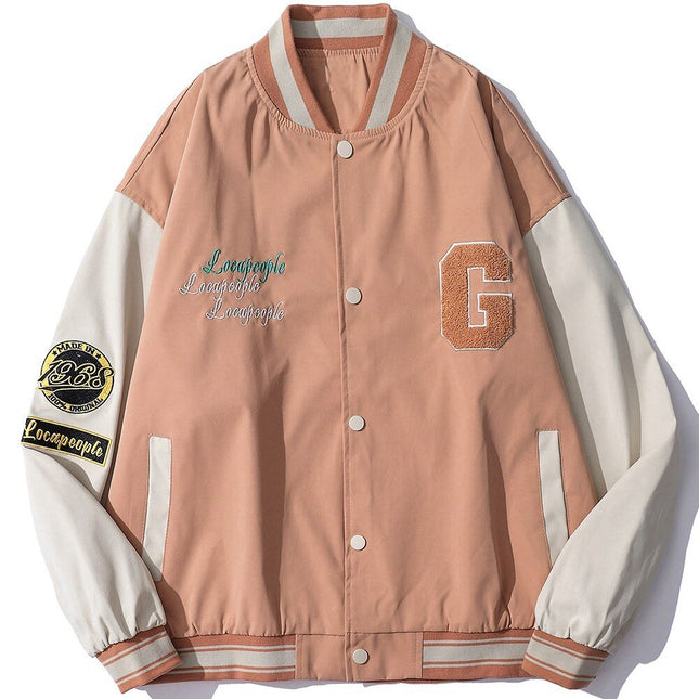 Baseball Jacket Men Cute Bear Patch Letter Embroidery Patchwork Streetwear Cozy High Street Retro Harajuku Varsity Coat-2