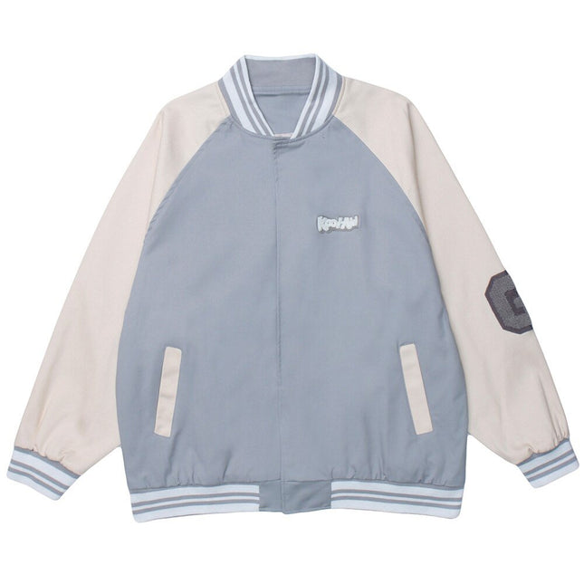Baseball Jacket Men Patchwork Color Furry Letter Patch College Style Bomber Coats Vintage Harajuku All-match Streetwear-2