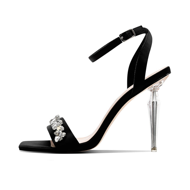 Bejweled Band Open Toe Ankle Strap Icicle Stiletto Sandals-0