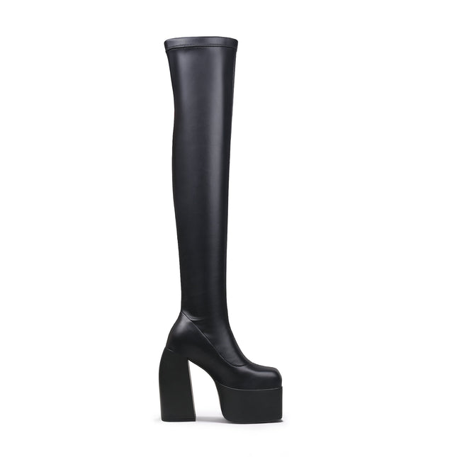 Black Cyberpunk Knee-High Boots-2