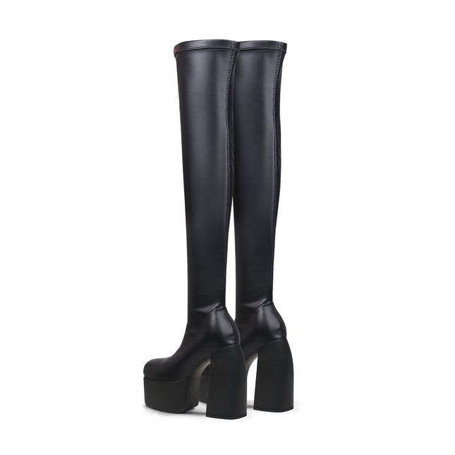 Black Cyberpunk Knee-High Boots-3