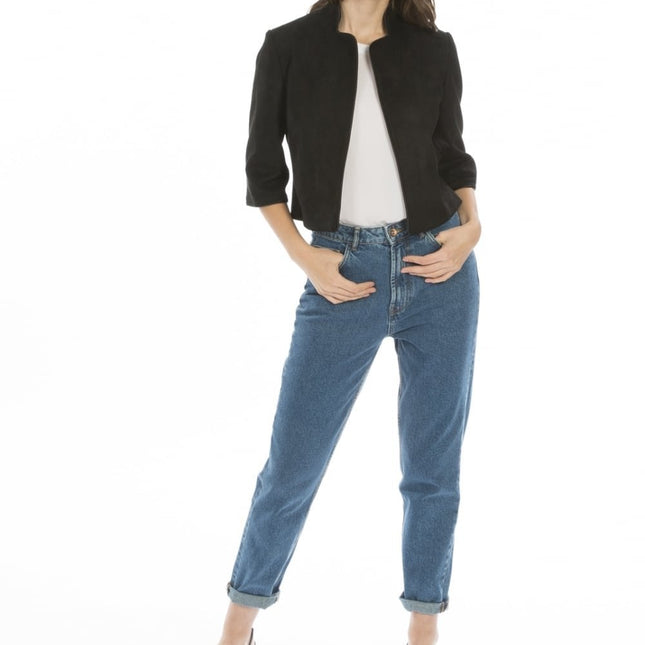Black Faux Suede Jacket-0