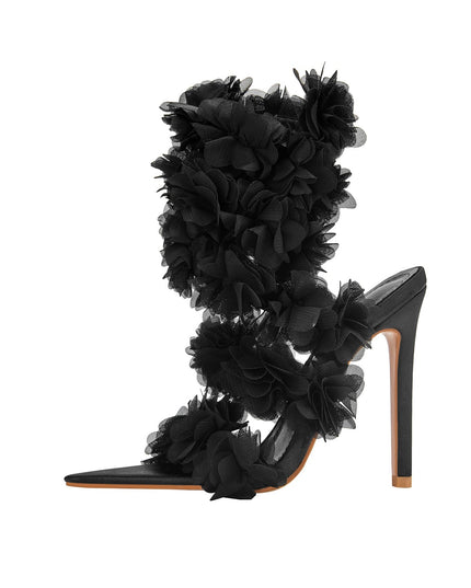 Black Furry Strappy Sandals-2