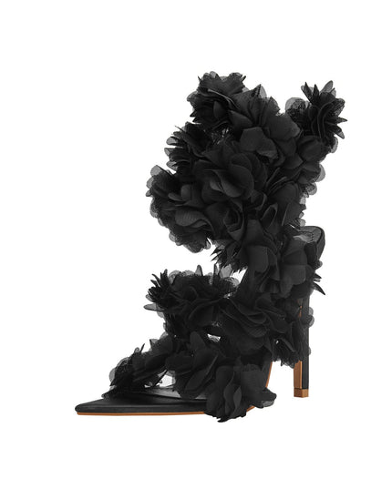 Black Furry Strappy Sandals-3