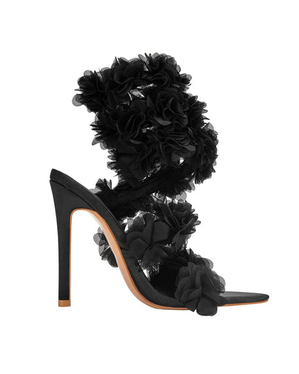 Black Furry Strappy Sandals-4