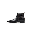 Black Leather Boots with Side Buckles-0