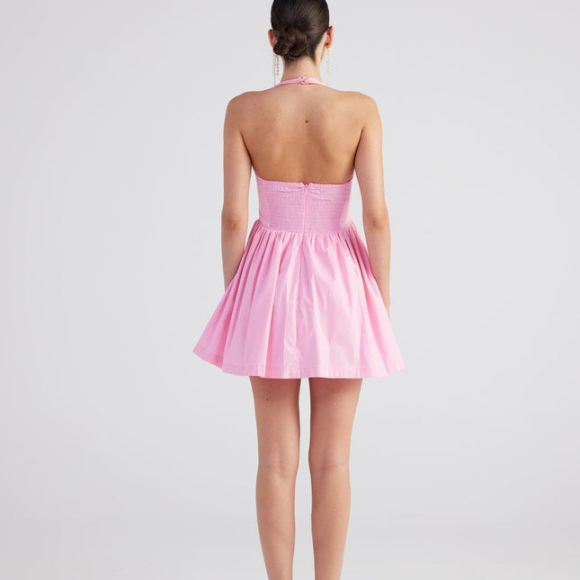 Teresa Pink Pleated Skirt Mini Dress-1