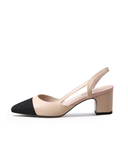 Cap Toe Block Heel Slingback Sandals-0