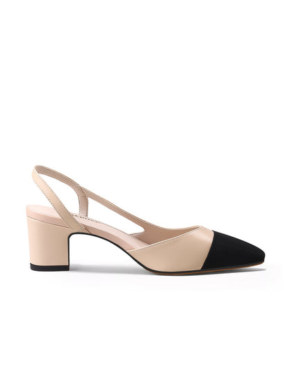 Cap Toe Block Heel Slingback Sandals-2