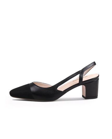 Cap Toe Block Heel Slingback Sandals-5