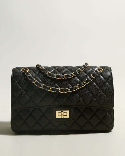 Classic Black Quilted Flap Shoulder Bag-0