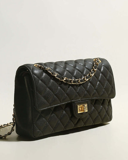 Classic Black Quilted Flap Shoulder Bag-1