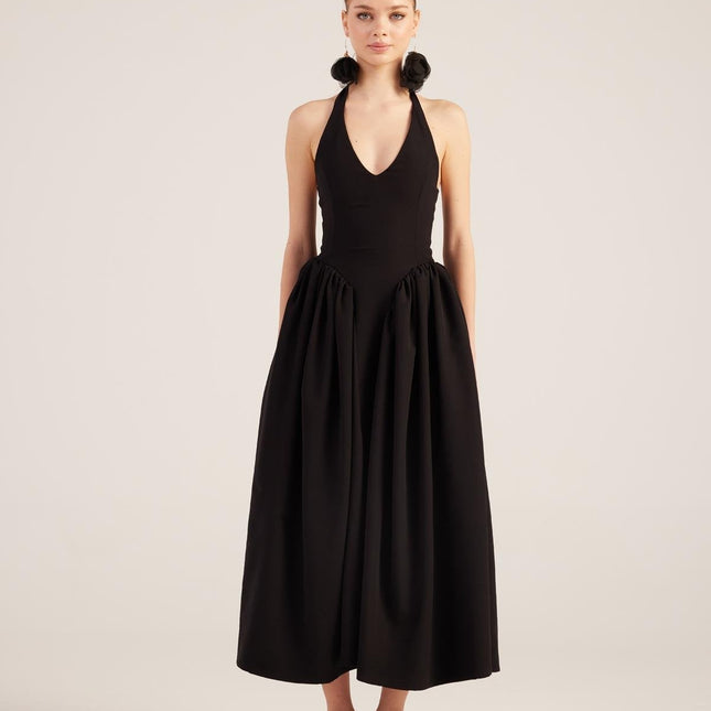 Ophelia Black Princess Style Maxi Dress-3