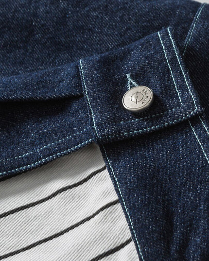 Denim Jacket Men Color Block Patchwork Embroidery Multi-Pocket Cargo Cowboy Coats Loose Harajuku Fashion Outwear Autumn-3