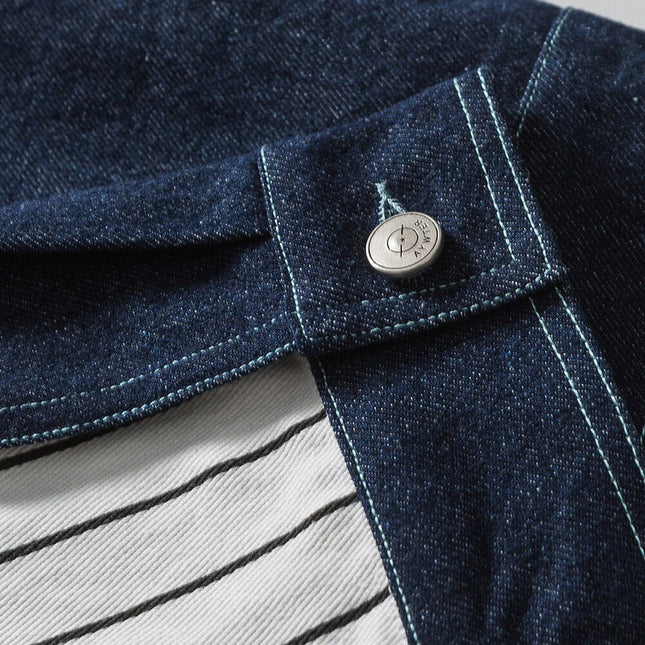 Denim Jacket Men Color Block Patchwork Embroidery Multi-Pocket Cargo Cowboy Coats Loose Harajuku Fashion Outwear Autumn-3
