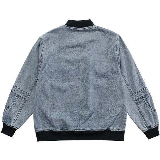 Denim Jacket Men Solid Patchwork Retro Zipper Coats Couple Oversize Punk High Street Fashion Jackets Men Outwear Autumn-1