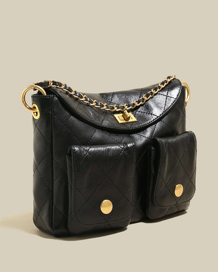 Double Top Handle Leather Bag with Detachable Shoulder Straps-1