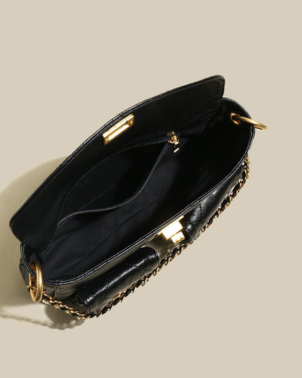 Double Top Handle Leather Bag with Detachable Shoulder Straps-4