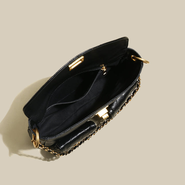 Double Top Handle Leather Bag with Detachable Shoulder Straps-4