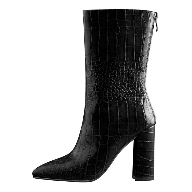 Faux Animal Leather Boots-0