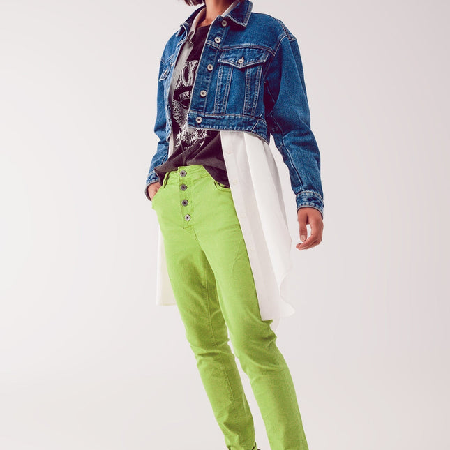 Cropped Denim Jacket in Mid Blue-1