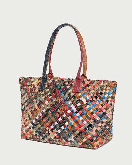 Flamboyant Woven Leather Tote Bag-2