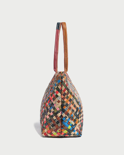 Flamboyant Woven Leather Tote Bag-3