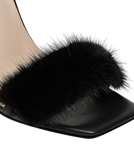 Furry Open Toe Ankle Strap Sandals-4