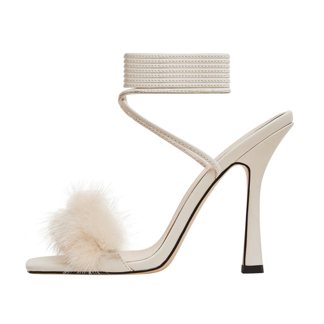 Furry Open Toe Ankle Strap Sandals-6