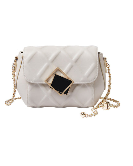 Geometric Lock Quilted Shoulder Bag-5