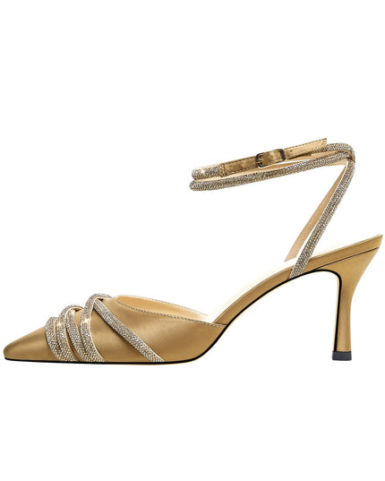 Gold Rhinestone Wrap Around Sandals-0