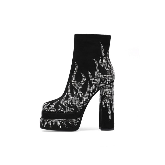 Hot Flames Platform Ankle Boots-2