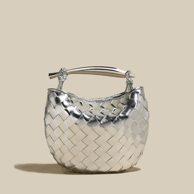 Italian Life Woven Shoulder Bag with Sculptured Handle-4