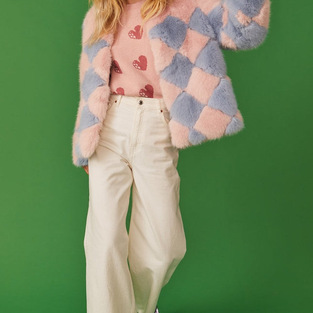 Delilah Pink Blue Faux Fur Jacket-1