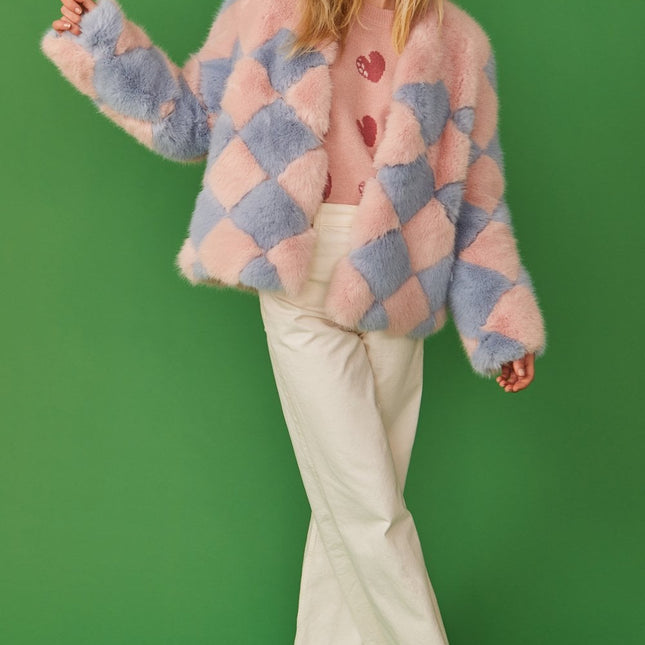 Delilah Pink Blue Faux Fur Jacket-2