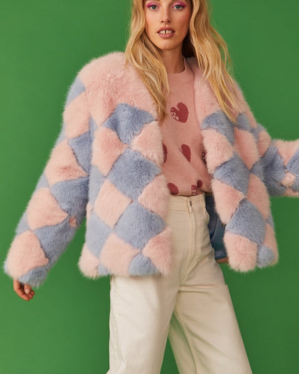 Delilah Pink Blue Faux Fur Jacket-0